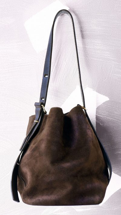 Stylish new Siena suede belted tote: crafted in Italy, it's a showcase of town and country chic—and the 'it' bag of the new season