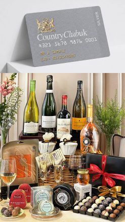 The CountryClubuk Silver Membership Card and Champagne Hamper with compliments.