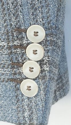 Close-up of mother-of-pearl buttons and four-button cuffs on Gurteen Florence jacket