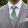 Paul Klee Roads silk tie by Fox & Chave. A vibrant abstract pure silk tie inspired by modern art and colour-block landscapes. Exclusive member pricing.