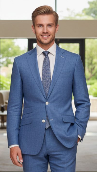New season style: Beautifully cut pure linen jacket in blue by our English tailors Gurteen 1784: perfect for summer cool at home and abroad - Image 2