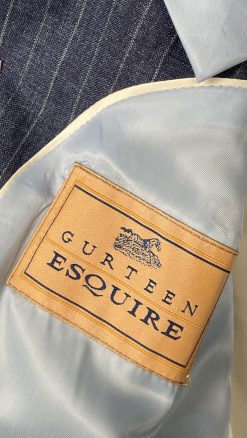 Gurteen Esquire label on Florence navy linen pinstripe jacket by Angelico