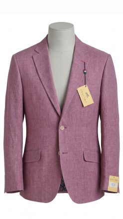 Front view of Gurteen Naples Jacket 61001-161 in soft lilac melange 100% linen on mannequin