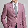 Man wearing Gurteen Naples Jacket 61001-161 soft lilac melange linen blazer with white shirt and grey tie