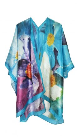 Alternative view of The new Silk Art kimono jacket, the Biarritz, a stunning daytime piece, cut in divine printed silk satin
