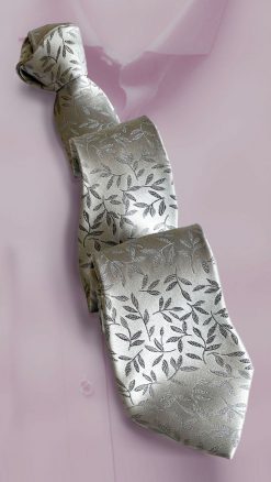 Silver leaf pure silk woven tie: it's the perfect finishing touch for a wedding or a formal occasion