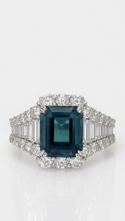Teal sapphire and diamond ring from Hatton Garden with valuation certificate, £9,400 saving (51%) available through CountryClubUK members club