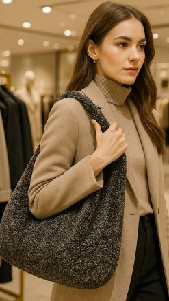 Alternative view of Effortless Luxury: Owen Barry’s Shearling Shoulder Bag in Hurricane Brown: Great British craftsmanship meets current trends in a handcrafted new piece by the makers for Mulberry