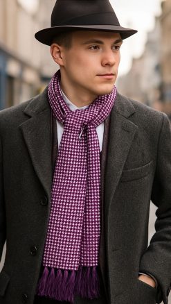 Tootal silk aviator scarf for your favourite high-flying man: best price for this luxurious 100% silk double sided scarf: high class, high quality, classic dogtooth or Prince of Wales check