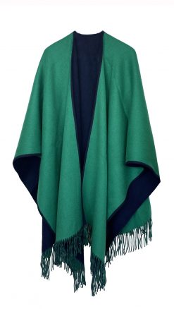 Windsor Cape in emerald and navy lambswool: best price at Countryclubuk