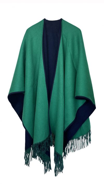 Windsor Cape in emerald and navy lambswool: best price at Countryclubuk