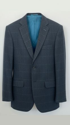 Alternative view of Gurteen Grey Herringbone Tweed Jacket with Blue Overcheck – Classic British Wool Men’s Sports Jacket, Heritage Tailoring and Exclusive CountryClubuk Member Price