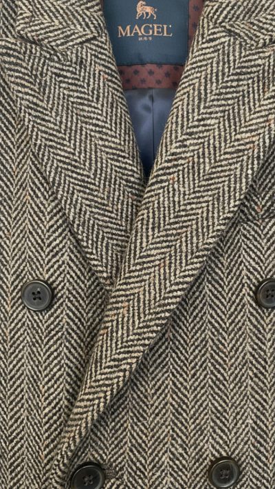 Magee of Donegal Arranmore Double Breasted Herringbone Pure Wool Coat—luxury Irish tweed overcoat, timeless tailoring and exclusive CountryClubuk Member price - Image 3