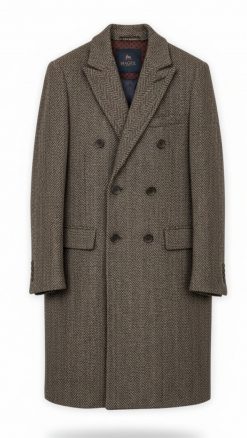Alternative view of Magee of Donegal Arranmore Double Breasted Herringbone Pure Wool Coat—luxury Irish tweed overcoat, timeless tailoring and exclusive CountryClubuk Member price