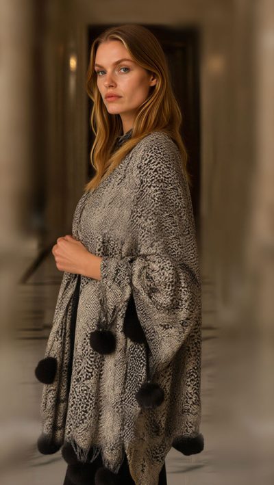Python snake print stole in pure wool at CountryClubuk best price
