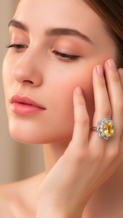 Yellow Ceylon Sapphire and Diamond Double Cluster Ring from Hatton Garden at CountryClubuk.