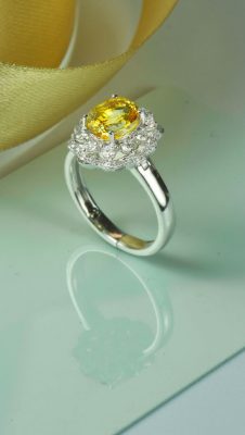Hatton Garden Natural Yellow Sapphire and Diamond Ring Ring at CountryClubuk