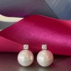 Pearl and Diamond Stud Earrings, natural gemstones set in 14ct gold, fully hallmarked, at CountryClubuk.