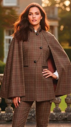 Really Wild Balmoral tweed country cape: Heritage defined—timeless tweed designs meet today’s tailoring