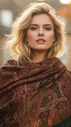 Rosamund: a burnished paisley pure wool stole, hand-crafted by a Master Weaver in the Himalayas: It carries rich heritage and craftsmanship in every thread