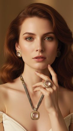 Italian craftsman-made suite of rose gold and two-tone sterling silver necklace, earrings and ring at CountryClubuk