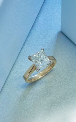 Princess cut diamond solitaire ring made in Hatton Garden by master jewellers, available at CountryClubuk Members' exclusive prices.