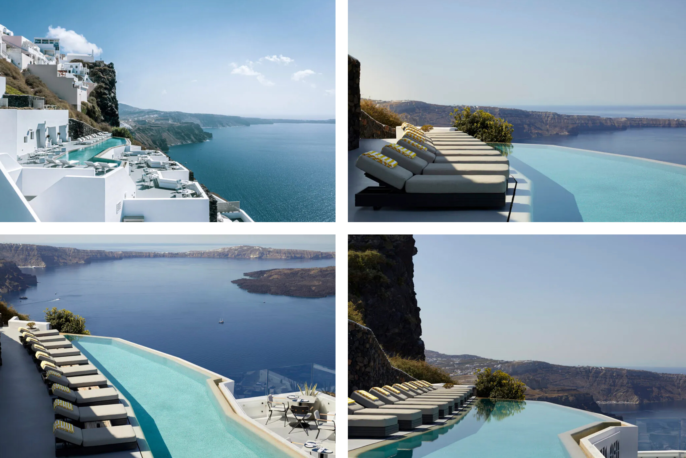 Grace Hotel Santorini whitewashed suites cascading down the caldera cliff – book the best rates through CountryClubuk