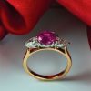 Pink sapphire, diamond and 18ct yellow gold with 18ct white gold designer ring from Hatton Garden at CountryClubuk Members' exclusive price.