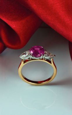 Pink sapphire, diamond and 18ct yellow gold with 18ct white gold designer ring from Hatton Garden at CountryClubuk Members' exclusive price.