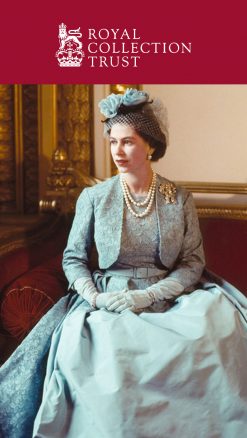 Queen Elizabeth II wearing a pale blue evening ensemble, featured in the exhibition ‘Queen Elizabeth II: Her Life in Style’ at Buckingham Palace with Private View on 22 June 2026 with CountryClubuk.