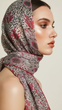 William Morris Bourne silk chiffon stole by Fox & Chave, featuring romantic Arts and Crafts floral patterns in flowing, lightweight silk