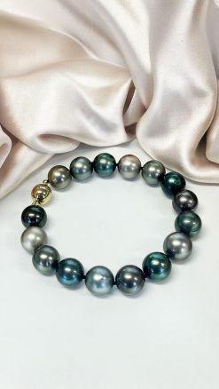 Exquisite 12mm natural Tahitian Black South Sea Pearl Bracelet: the Midnight Harmony Limited Edition Bracelet: bold, iridescent, unique