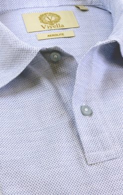 Viyella Aerolite polo shirt in sky blue with breathable mesh knit fabric