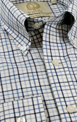 Viyella Tropical Cotton Wool Tattersall Shirt – the new lightweight, breathable, summer check shirt in Columbia Blue at CountryClubuk best price