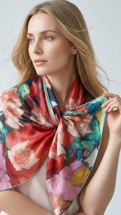 Fox & Chave Peploe Roses Chiffon Silk Scarf: Vibrant Painterly Florals Inspired by Scottish Colourist Samuel John Peploe – Exclusive Spring 2026 Luxury at CountryClubuk