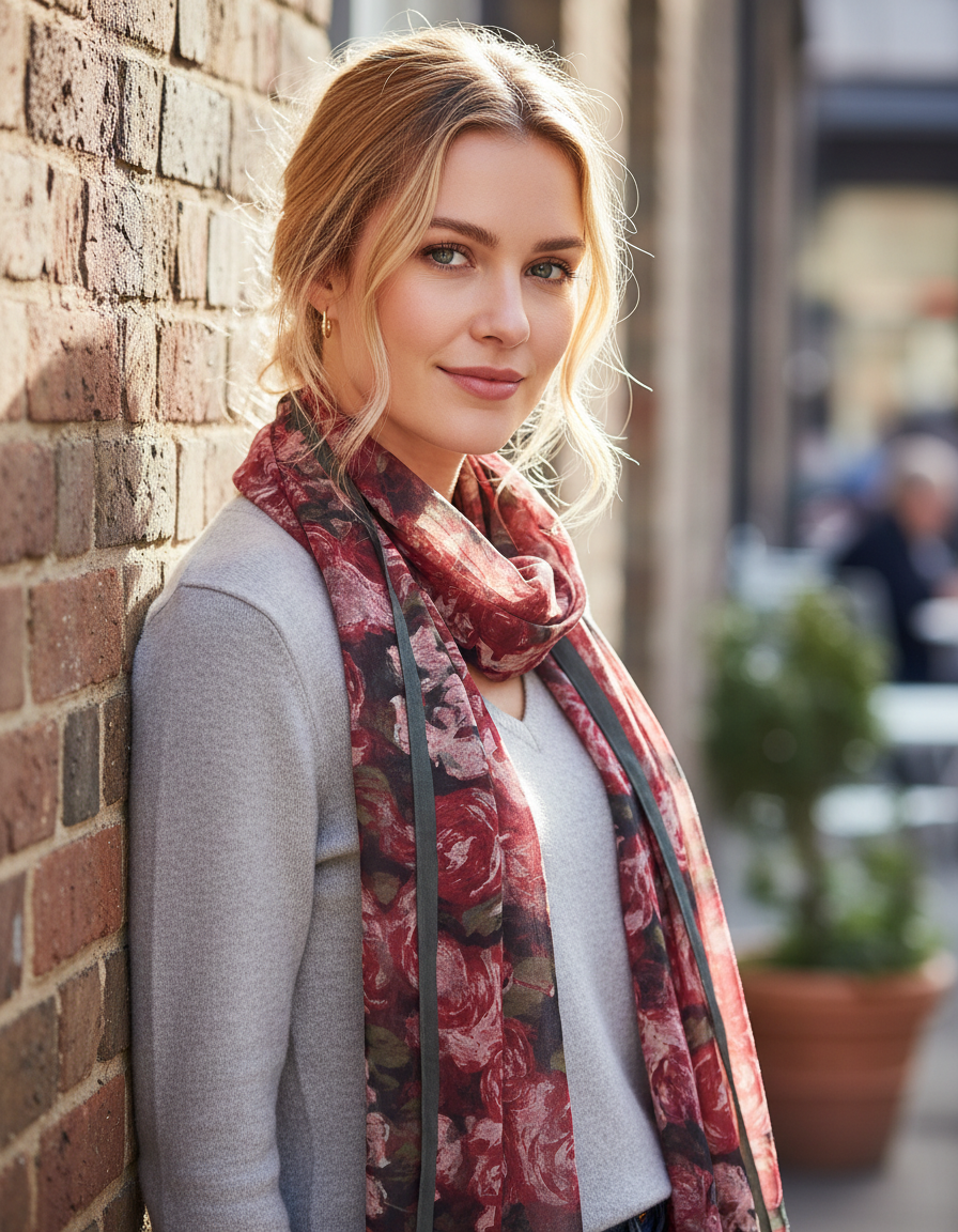 Timeless elegance in bloom: discover the Renoir Roses Crepe de Chine Scarf – a luxurious silk masterpiece Inspired by the French Impressionist's Iconic style