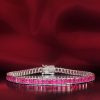8 carat natural ruby tennis bracelet in platinum, handcrafted in Hatton Garden