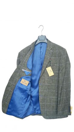 Interior royal blue lining and construction details of Gurteen Florence Angelico jacket