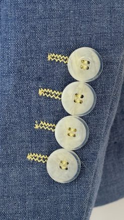 Close-up of four-button cuffs and yellow contrast stitching on Gurteen Naples Jacket 61001-137