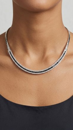 Black and white diamond necklace worn by model for CountryClubuk Members.