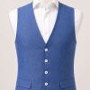Summer blue linen waistcoat by Gurteen designed for refined tailoring and relaxed warm weather occasions at CountryClubuk.