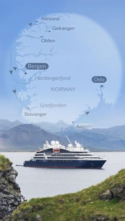 Ponant Le Champlain Norwegian Fjords cruise itinerary from Bergen to Oslo