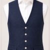 Classic navy linen waistcoat by Gurteen designed for relaxed summer tailoring, weddings and elegant country occasions.