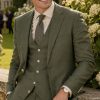 The Viago olive linen suit by Gurteen styled for relaxed summer tailoring and country house occasions