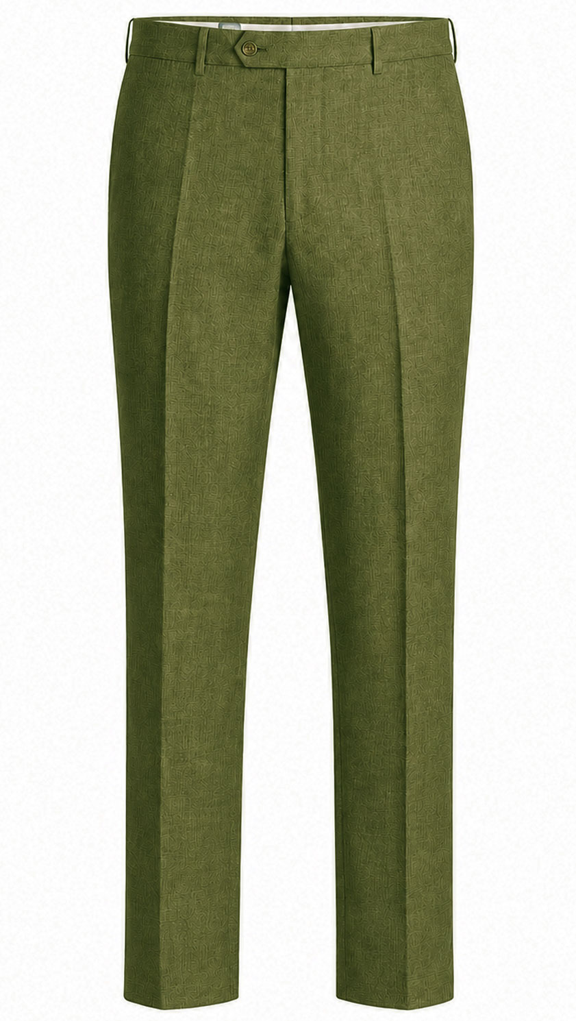 Olive linen tailored trousers by Gurteen designed for lightweight summer suiting