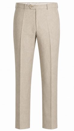 Stone linen tailored trousers by Gurteen designed for relaxed summer suiting