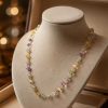 Giardino Necklace with natural amethyst, citrine and peridot in gold vermeil displayed in luxury box.