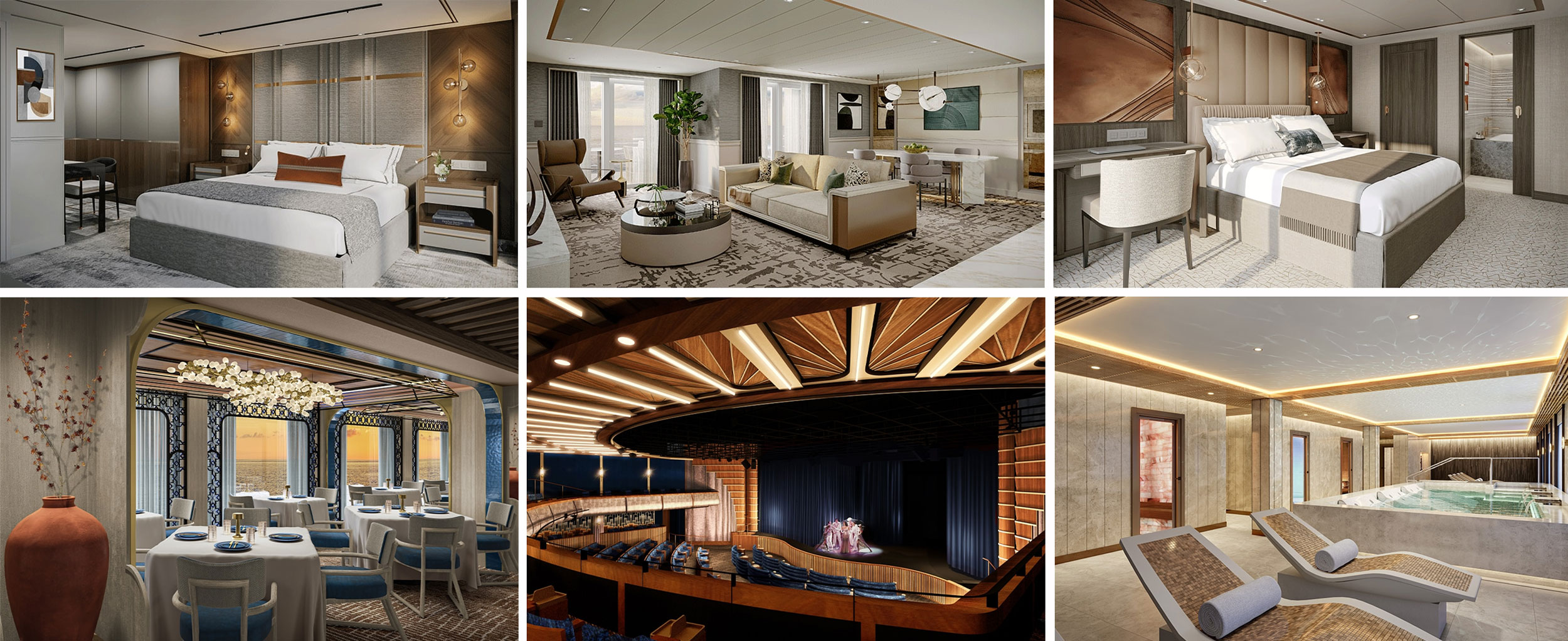 Seven Seas Prestige Interiors Suites, dining, entertainment and wellness facilities aboard Seven Seas Prestige