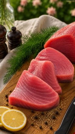 Wild rod & line yellowfin tuna centre-cut sashimi grade loin, fresh from Sri Lanka