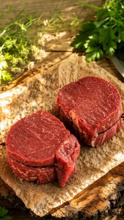 Hand-cut Certified Irish Black Angus fillet steaks, available as 8oz or 10oz portions